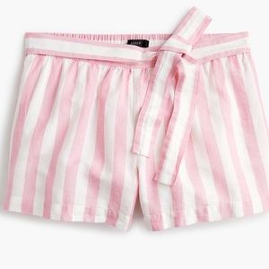 NWT - J.crew linen short side tie, pink and ivory stripe